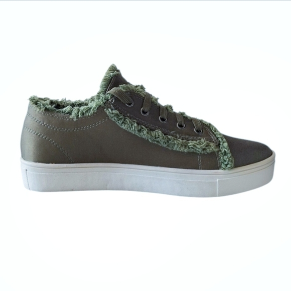 Cape Robbin Olive Green Satin Sneakers with Fringe Indie Sleeze Hipster Elf 7 - Picture 3 of 8